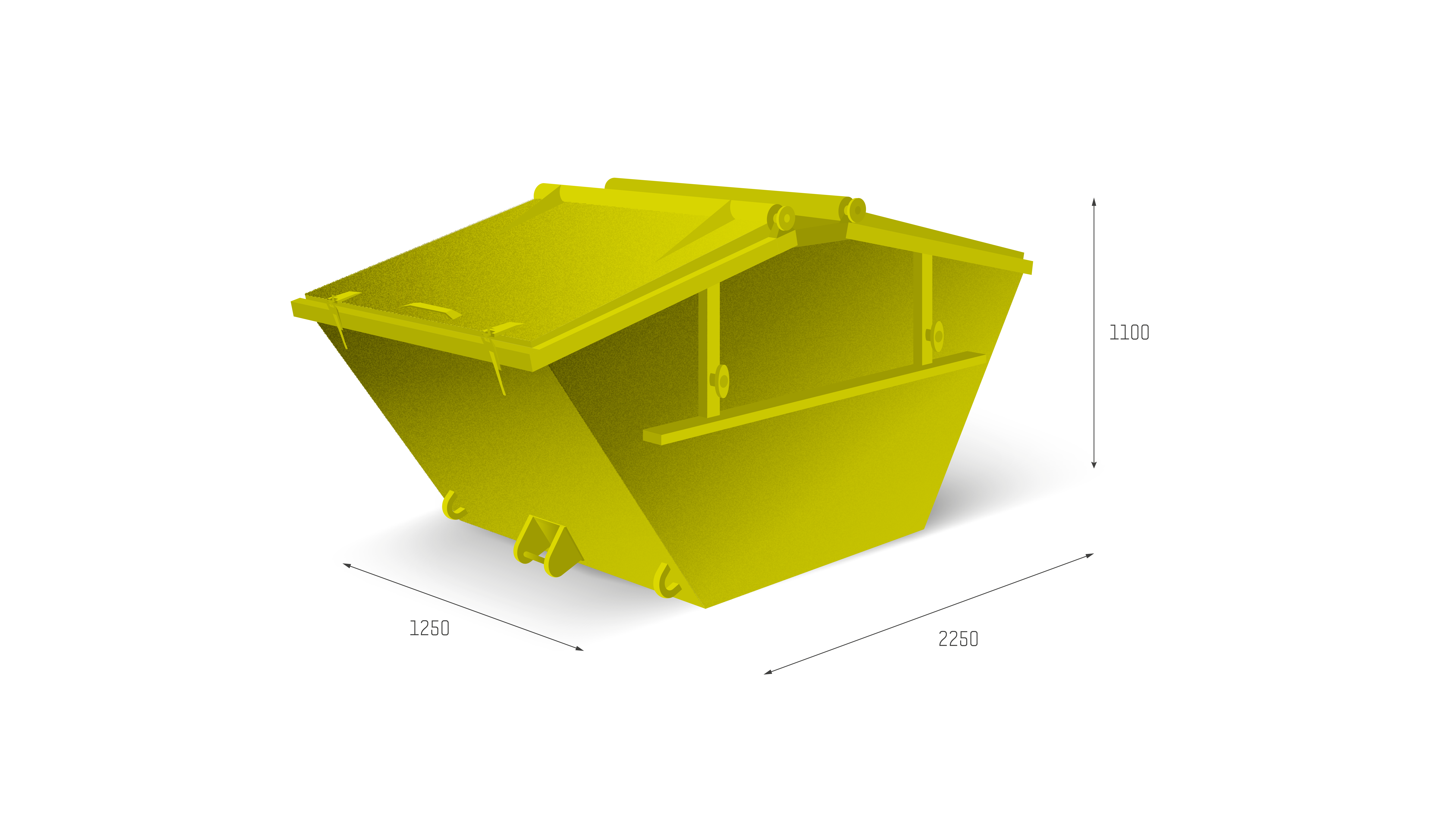 2 m³ Absetzcontainer mit Deckel